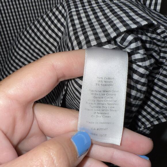 Talbots Women’s Gingham Pleated Neck Shift Dress Black White Size 10 - Picture 6 of 6